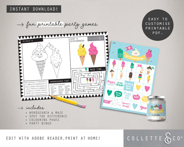 Printable Ice Cream Activities