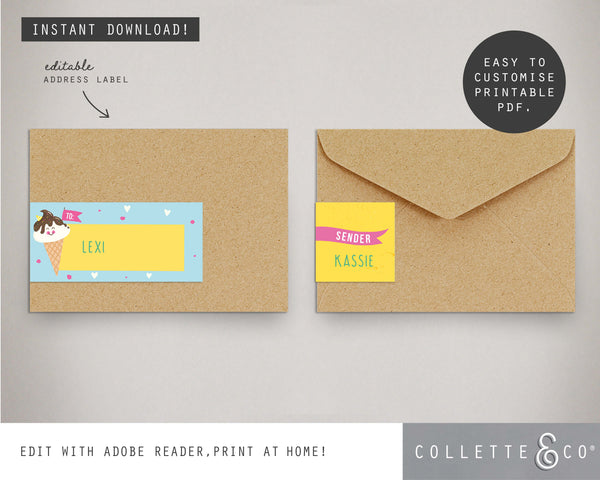 Printable Ice Cream Address Label