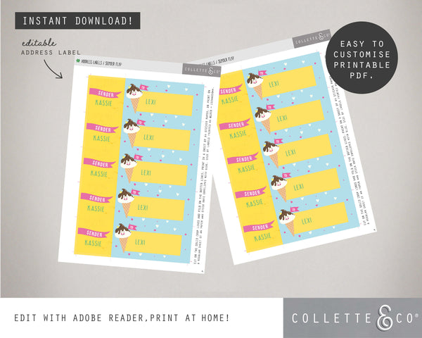 Printable Ice Cream Address Label 02