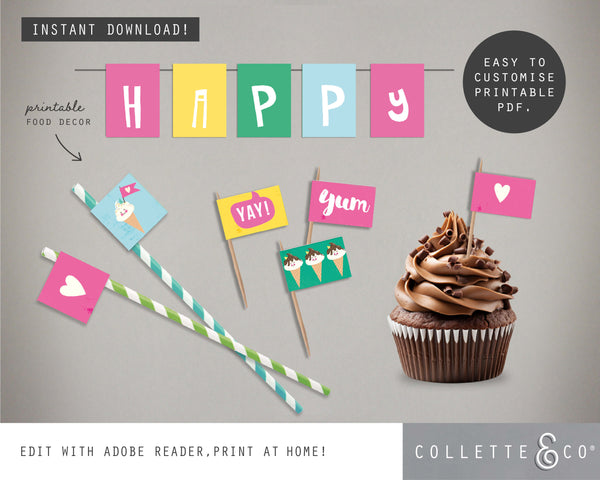 Printable Ice Cream Food Decor
