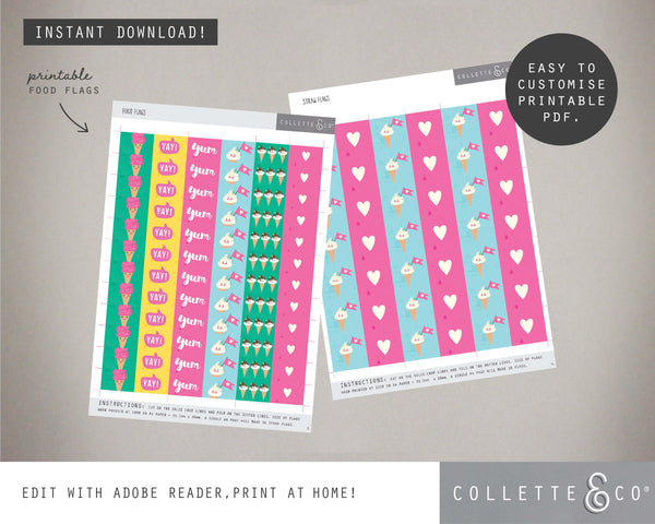 Printable Ice Cream Food Flags