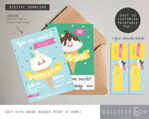 Printable Ice Cream Invitation & Thank You Card
