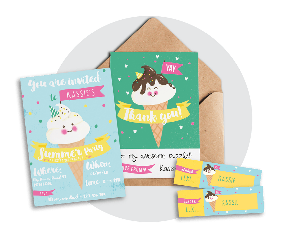 Printable Ice Cream Invitation & Thank You Card