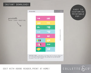 Printable Ice Cream Mini Cake Bunting