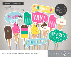 Printable Ice Cream Photo Booth Props