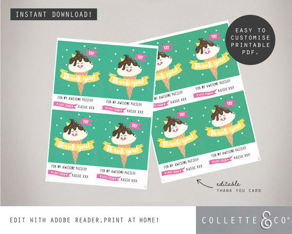 Printable Ice Cream Thank You Card 02