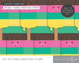 Printable Ice Cream Wrapping Paper 02