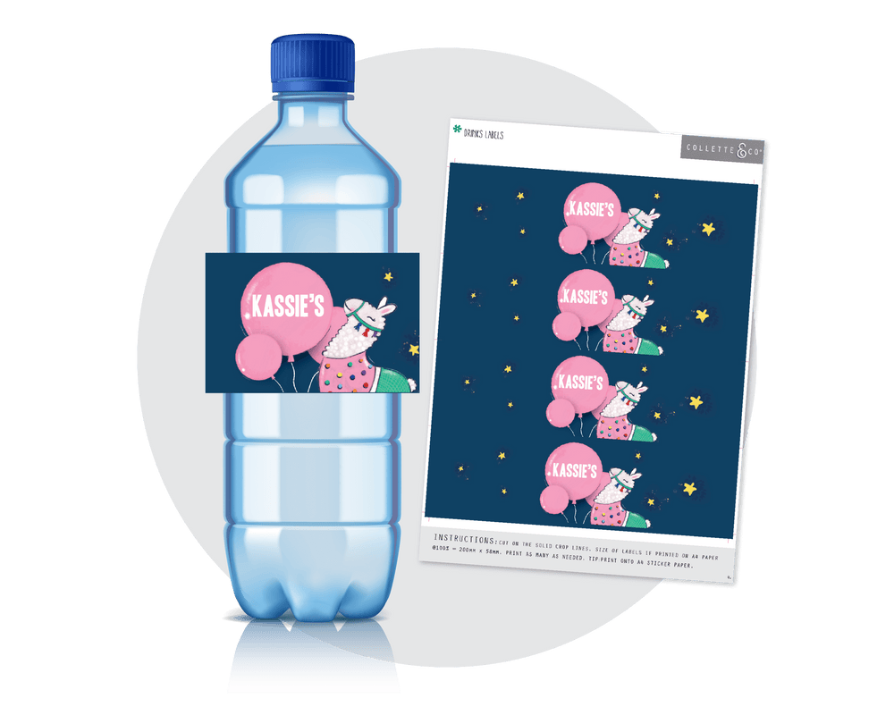 Printable Llama Drinks Label