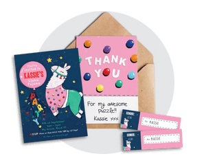 Printable Llama Invitation & Thank You Card