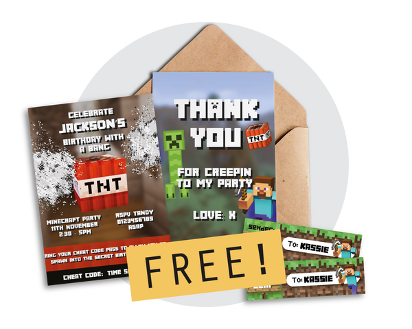 Printable Minecraft Invitation & Thank You Card