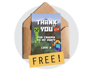 Printable Minecraft Thank You Card