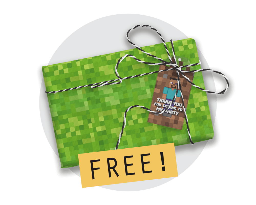 Printable Minecraft Wrapping Paper & Gift Tag
