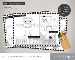 Printable Monster Activity Sheets