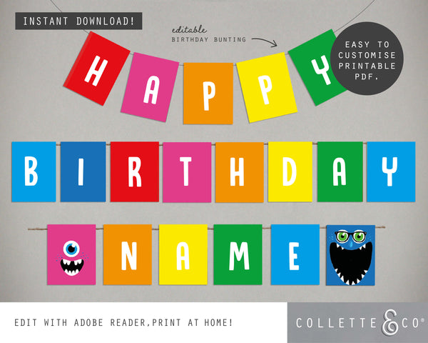 Printable Monster Bunting