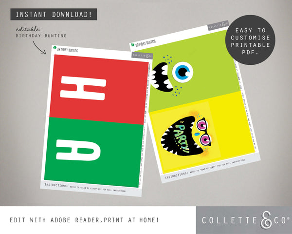Printable Monster Bunting 02