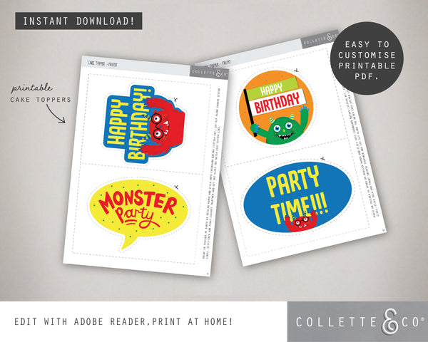 Printable Monster Cake Topper 02