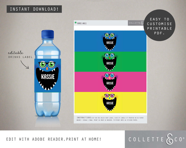 Printable Monster Drinks Label
