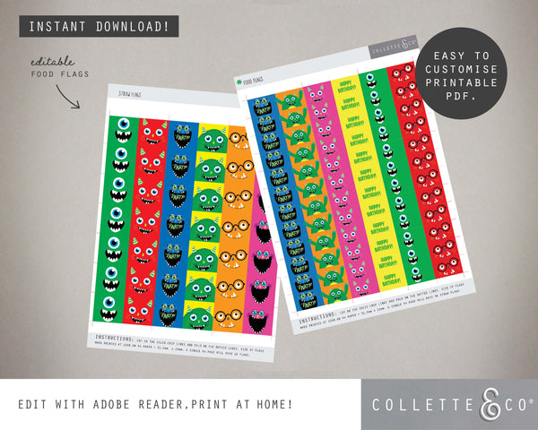 Printable Monster Food Flags