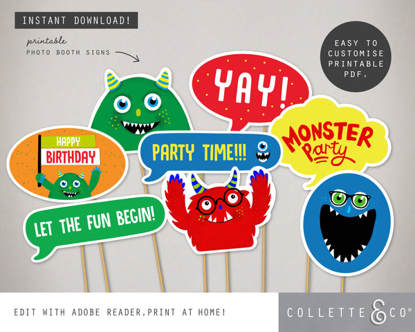 Printable Monster Photo Booth Props