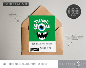 Printable Monster Thank You Card
