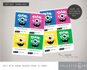Printable Monster Thank You Card 03