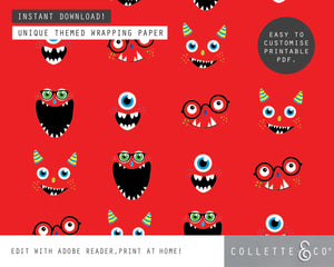Printable Monster Wrapping Paper 03