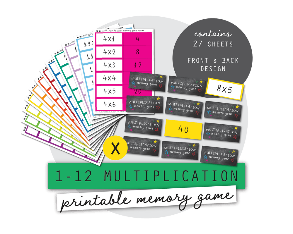 Printable Multiplication Memory Game