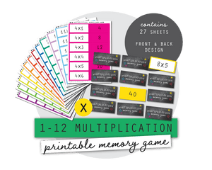 Printable Multiplication Memory Game