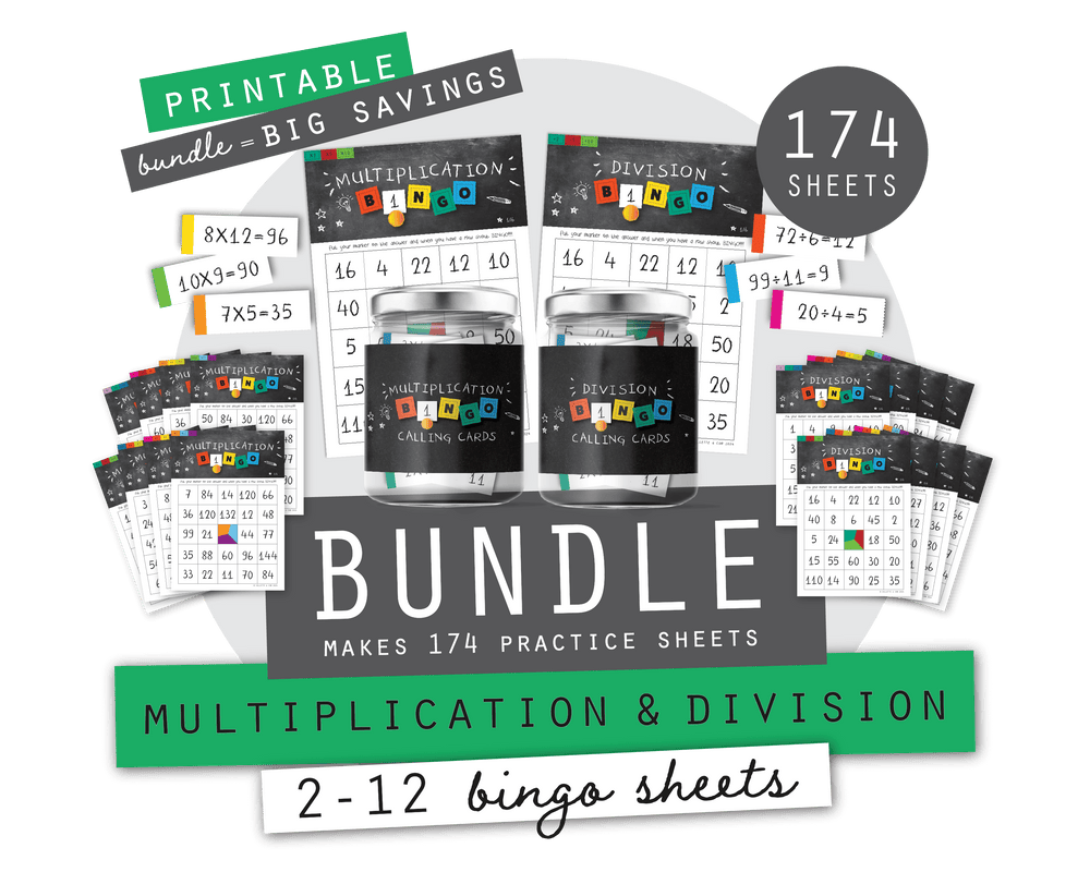 Printable Multiplication and Division Bingo Bundle