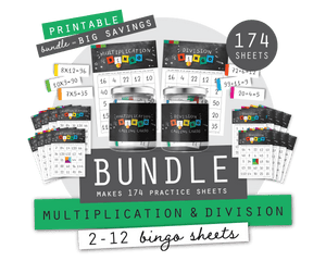 Printable Multiplication and Division Bingo Bundle