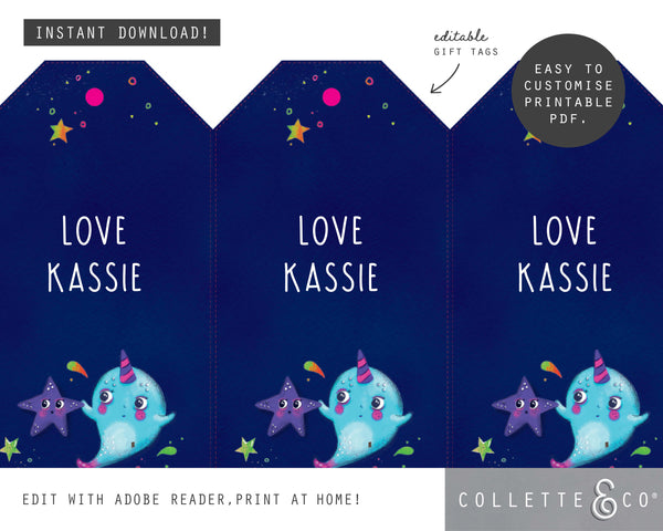 Printable Narwhal Gift Tags