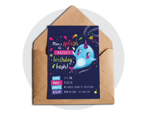 Printable Narwhal Invitation
