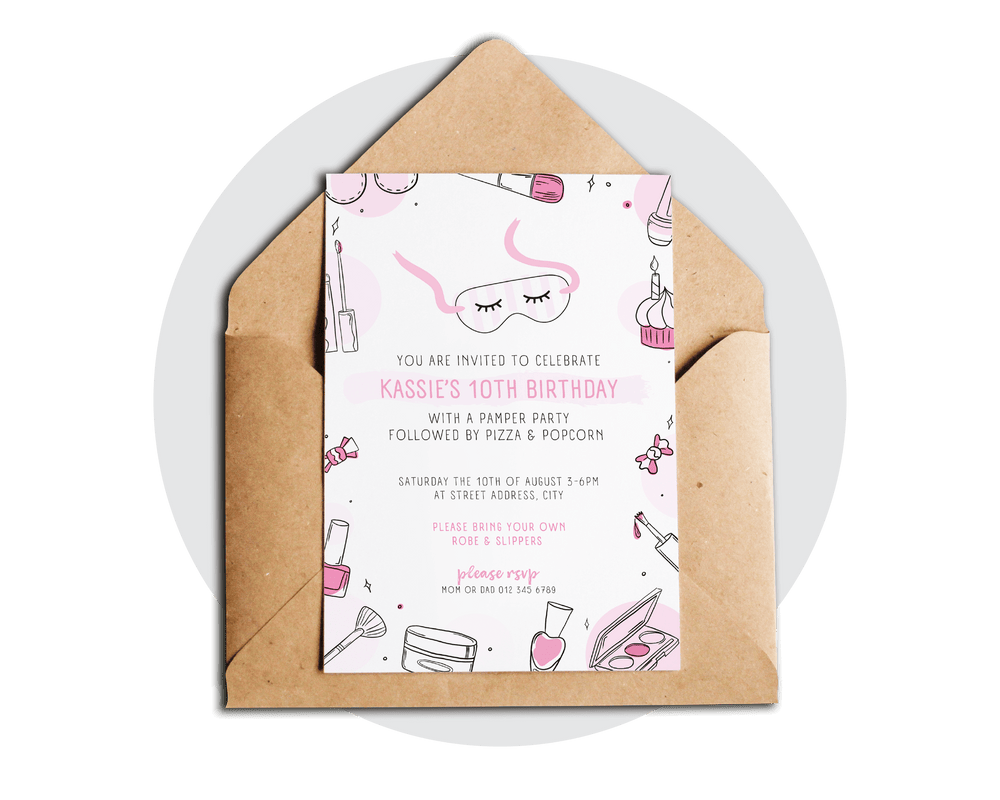 Printable Pamper Invitation
