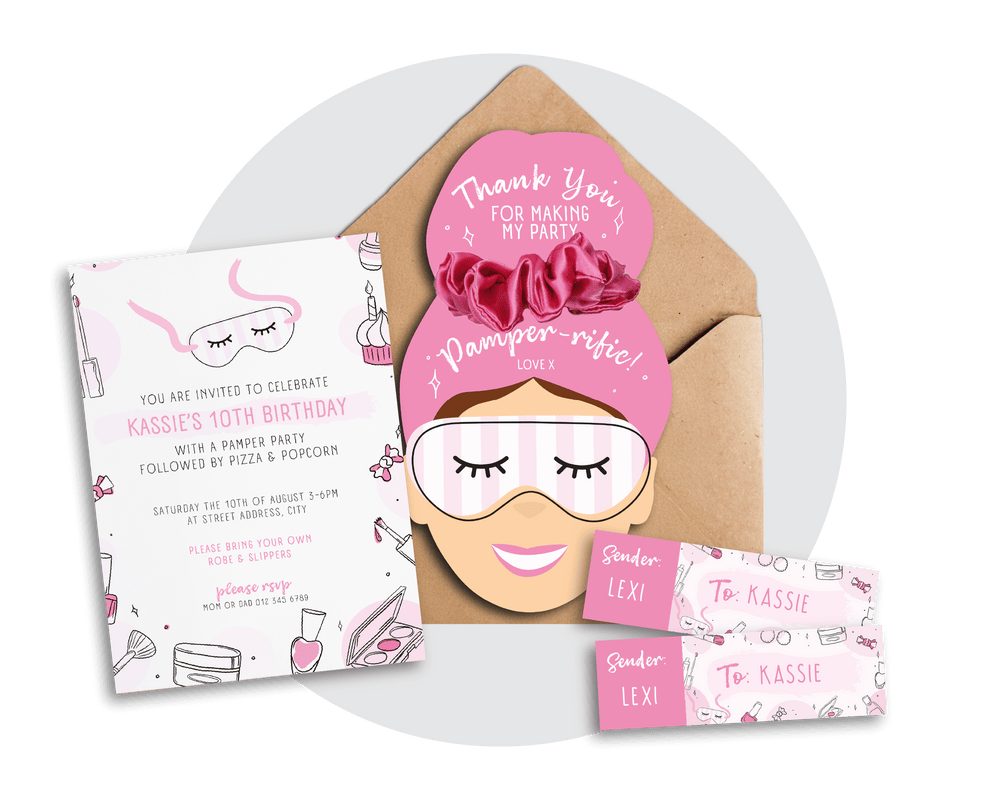 Printable Pamper Invitation & Thank You Card