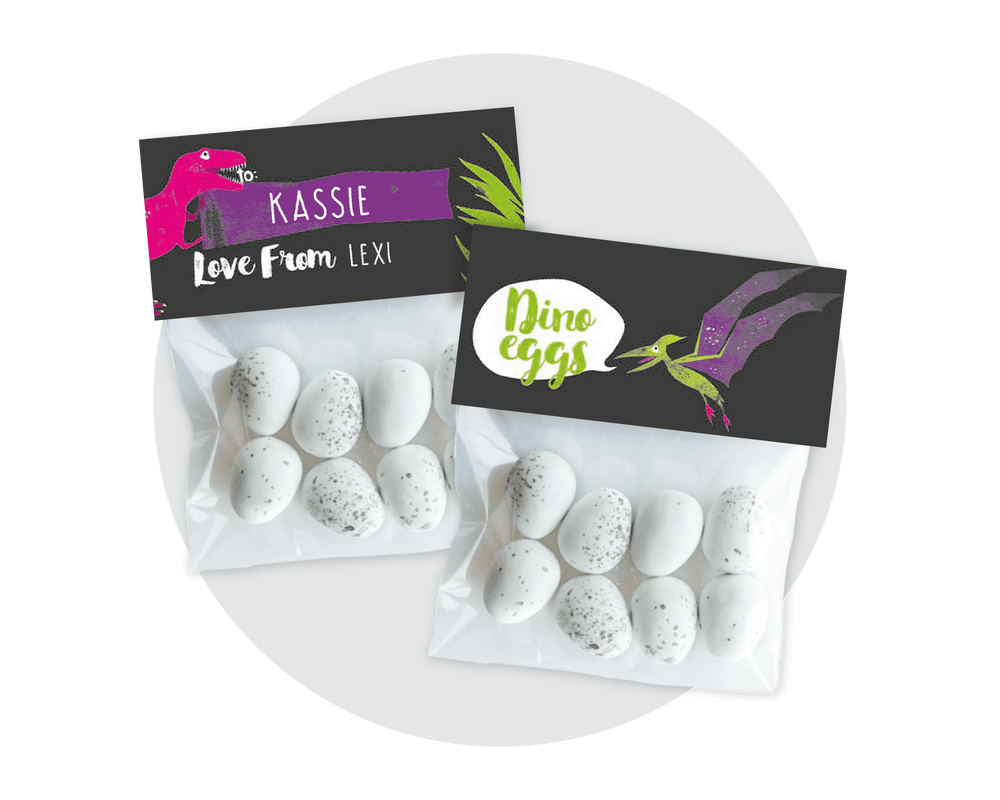 Printable Pink Dinosaur Eggs Favour Labels 01