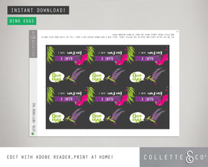 Printable Pink Dinosaur Eggs Favour Labels 02