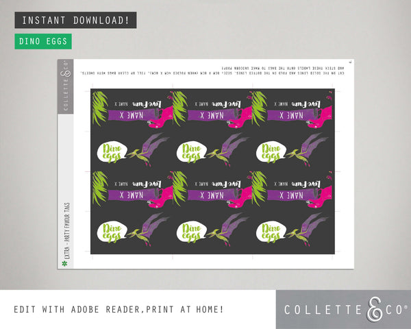 Printable Pink Dinosaur Eggs Favour Labels 02
