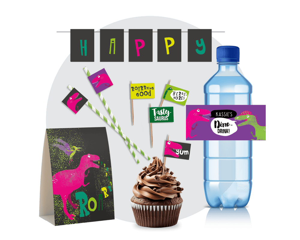 Printable Pink Dinosaur Food Decor