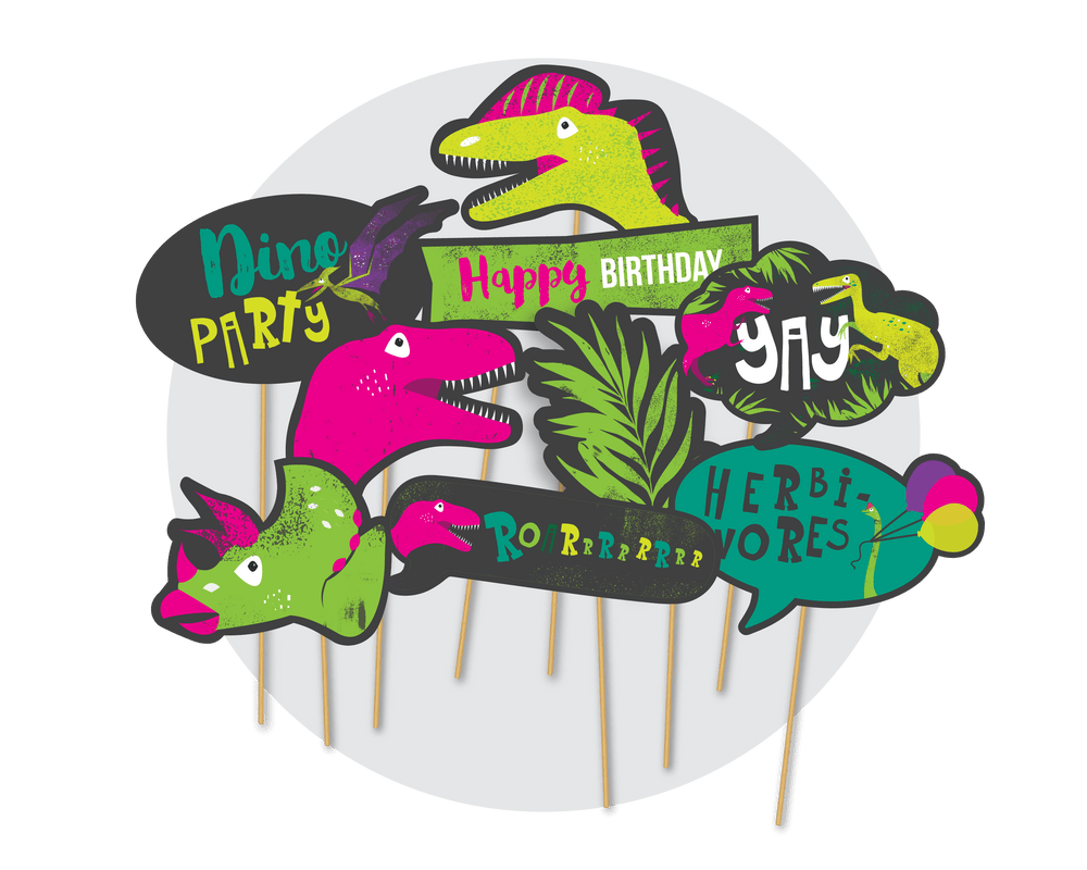 Printable Pink Dinosaur Photo Booth Props