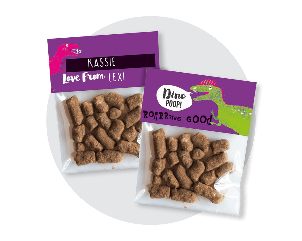 Printable Pink Dinosaur Poop Favour Labels 01