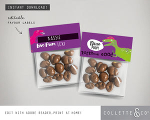 Printable Pink Dinosaur Poop Favour Labels 03