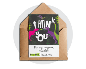 Printable Pink Dinosaur Thank You Card