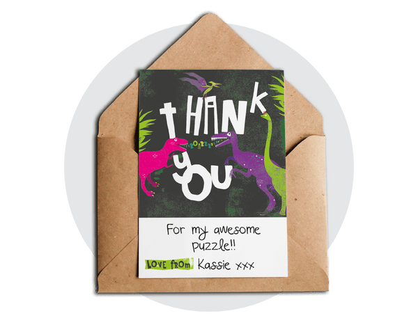 Printable Pink Dinosaur Thank You Card