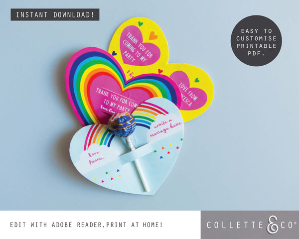 Printable Rainbow Butterfly Lolly Pop