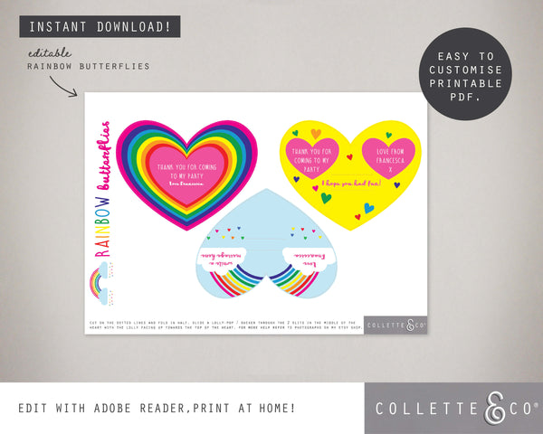 Printable Rainbow Butterfly Lolly Pop 02