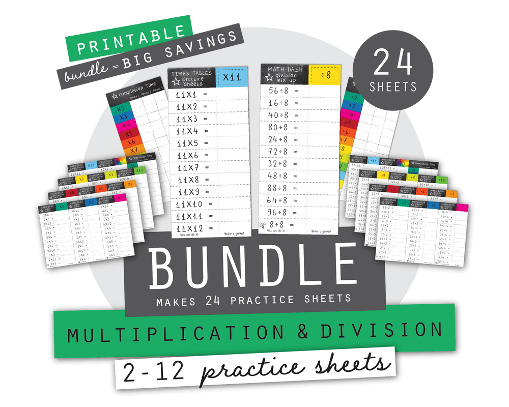 Printable Times Table and Division Practice Sheets Bundle
