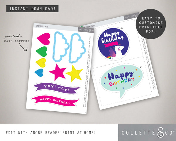 Printable Unicorn Cake Topper 05
