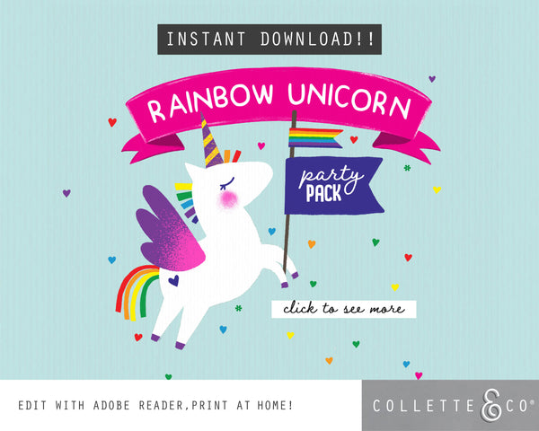 Printable Unicorn Party Cover Page