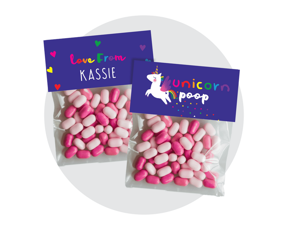 Printable Unicorn Poop Favour Labels Dark
