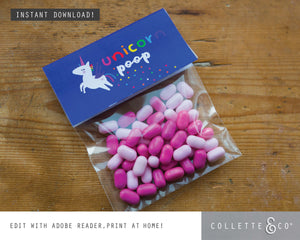 Printable Unicorn Poop Favour Labels Dark 01